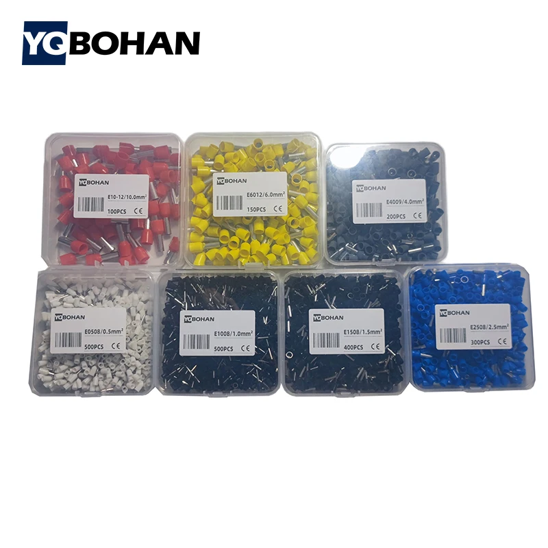 Box-packed Plastic Box E0508 E7508 E1008 E1508 E2508 E4009 E6012 E10-12 Best Price Wire Cord End Crimp Terminal PVC Insulated