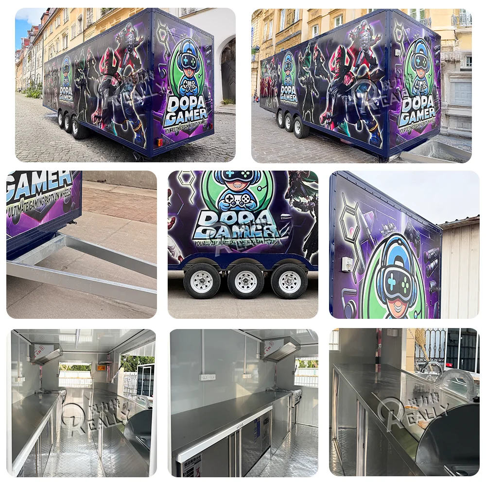 Food Truck Stainless steel Coffee Ice Cream Vending Cart Restaurant Mobile Food cart With Full Equipment