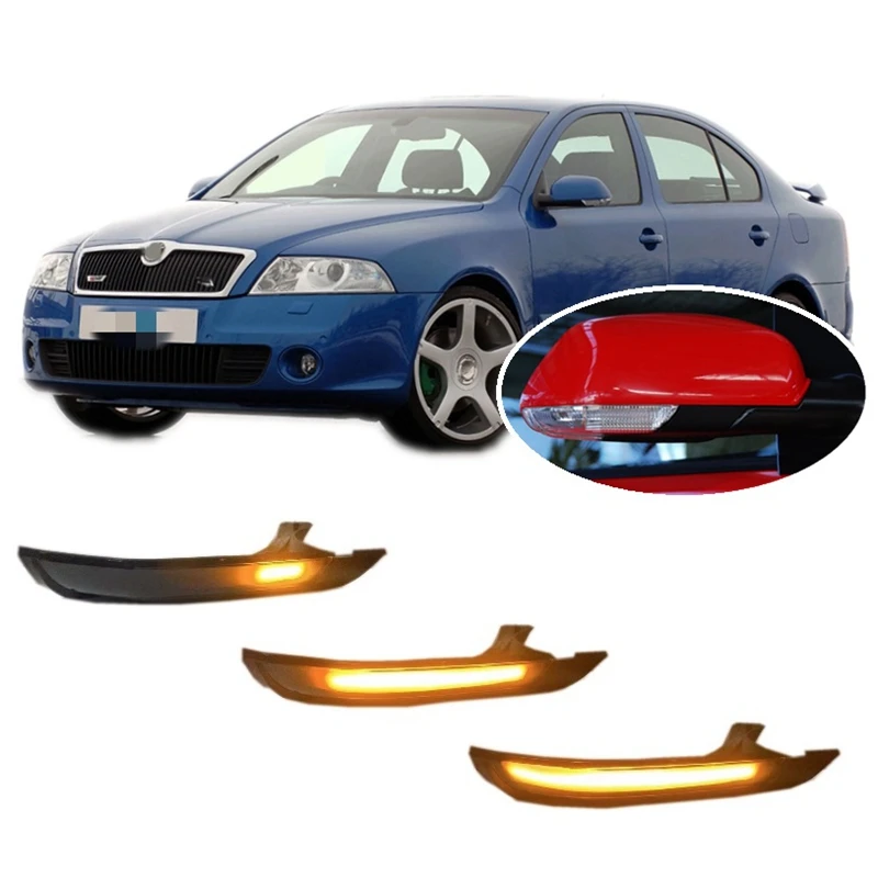 Dla Skoda Octavia 1Z3 1Z5 2004 2005 2006 2007 2008 Dynamiczny wskaźnik LED Włącz światło Repeater Sygnał lusterka bocznego