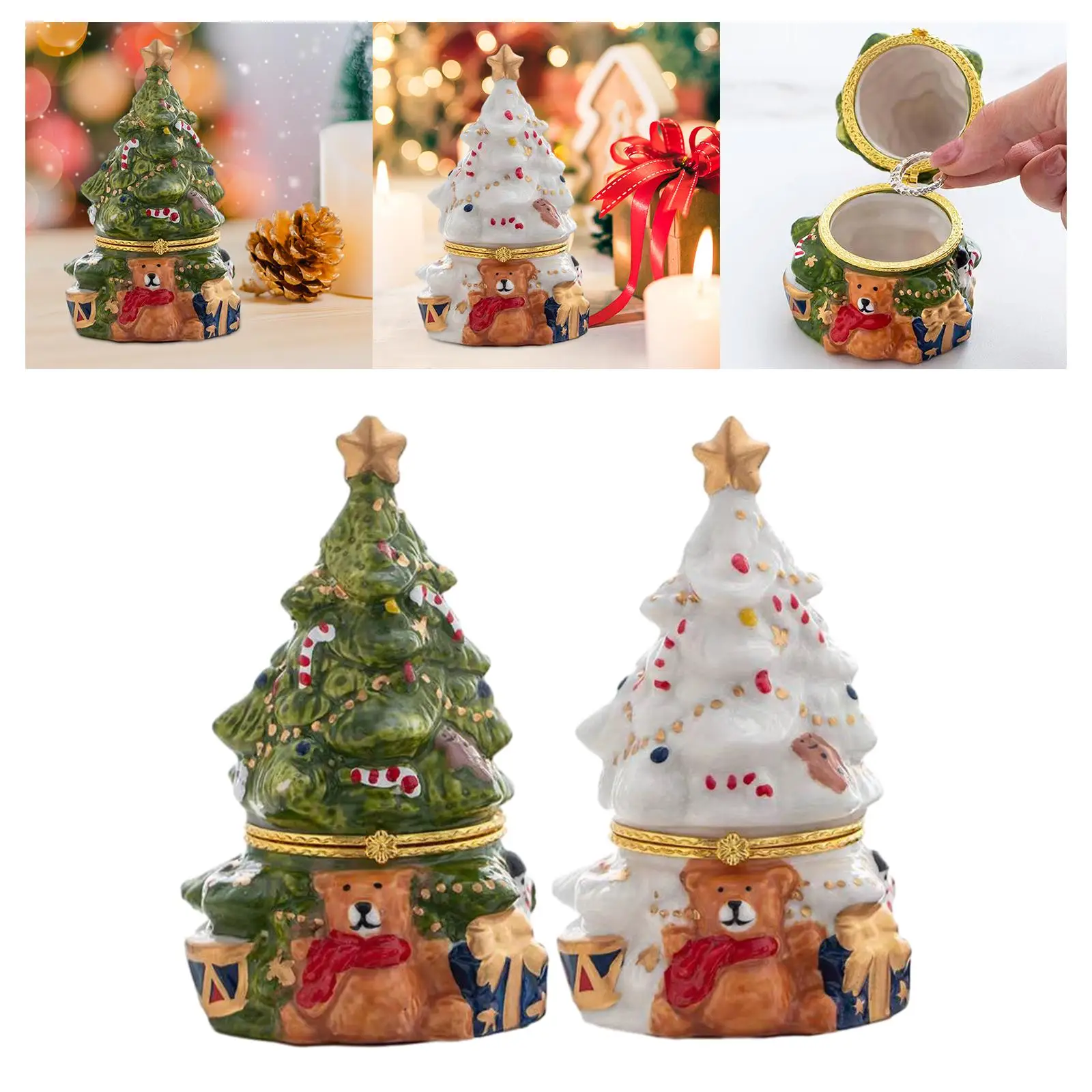 Christmas Tree Jewelry Storage Box Display Case Jewelry Holder Stand Gift Organizers Trinket Box for Party Valentine's Day image 3