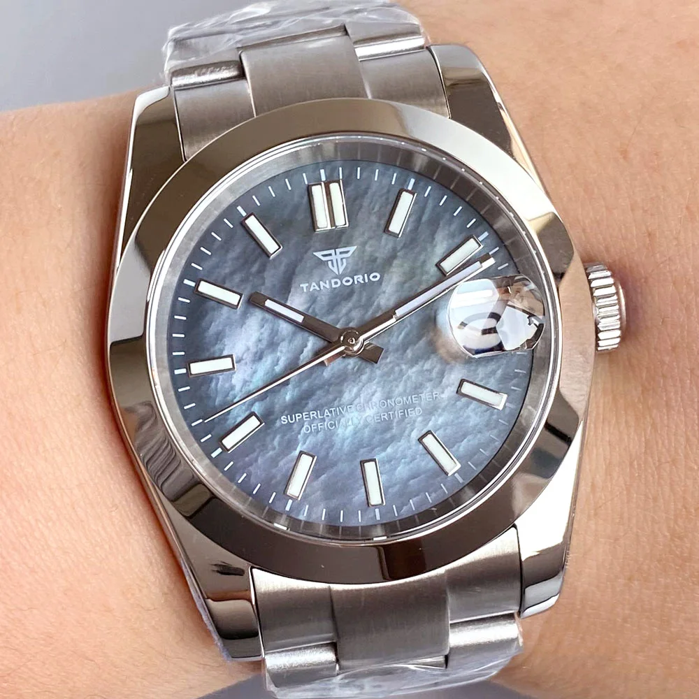 Weiße MOP-Uhr, 36 mm, 39 mm, klassische polierte Lünette, 200 m wasserdicht, mechanische Uhren, Saphirglas, NH35-Uhrwerk für Herren