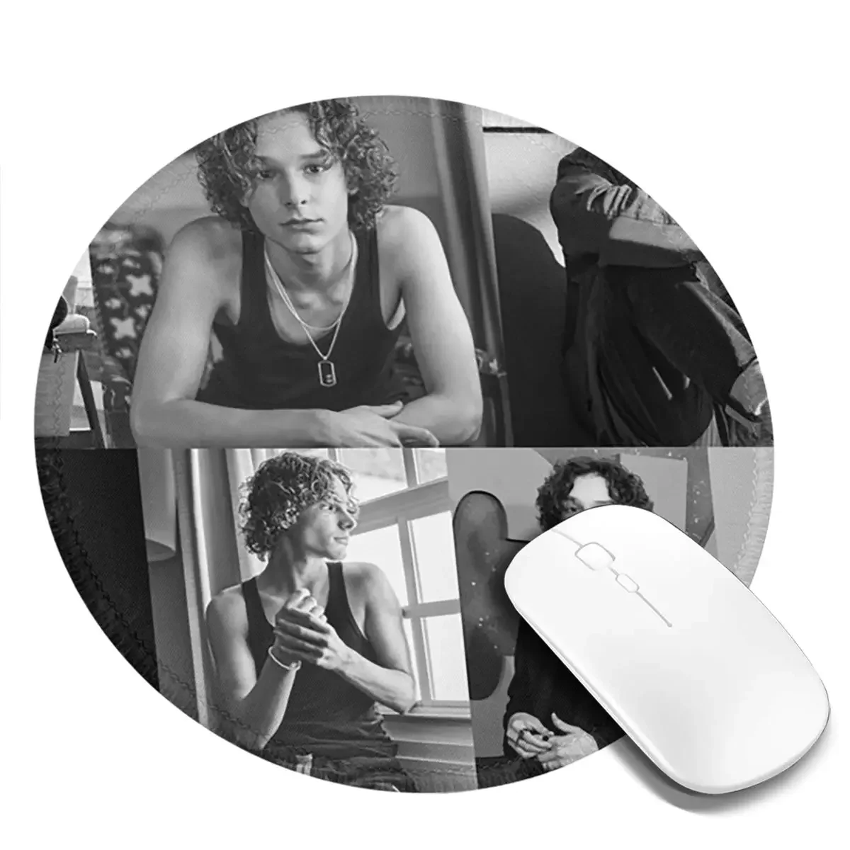Black And White Mason Thames Collage Round Mouse Pad Computer Keyboard Mouse Mat Gamer PC Desk Mat Office Table Mats