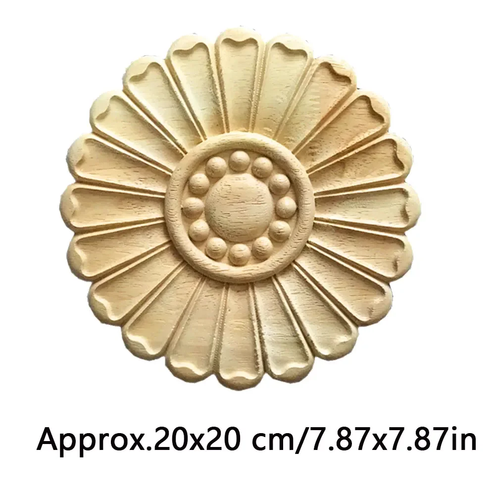 2pcs Wood Carved Furniture Onlays Appliques 20cm Unpainted Wood Decal Corner Ornamental Decor for Cabinet Bed Wall Door Dresser