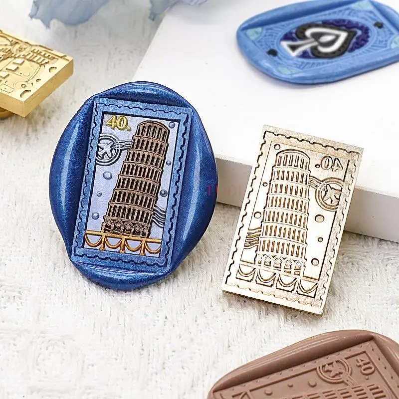 Rectangular Wax Seal Stamp Castle Cabin Fuji Train Leaning Tower Camellias Rose DIY Gift Wedding Greeting Card Decoration Tools image 5