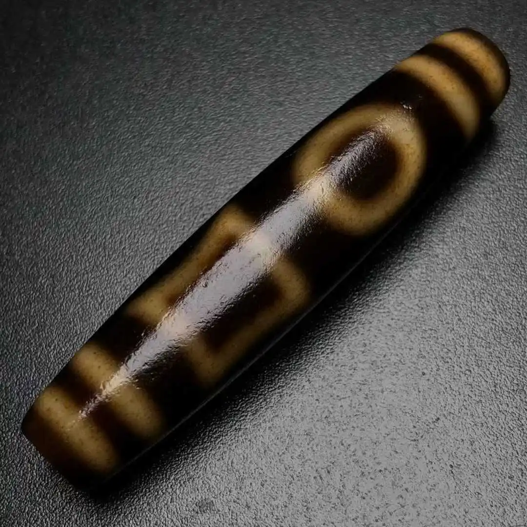 

Old Ivory color Dzi Beads Earth and sky 58*13mm Patina Fengshui Amulet Perfectly Appearance