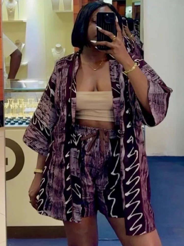 

2 Piece Women Sets Dashiki African New Arrival Spring Summer Matching Sets Two Pieces Sets Top And Shorts Suits Outfits Clothing