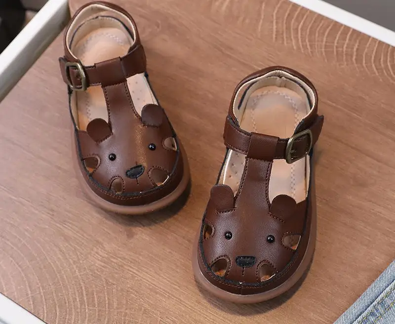 Sandali per ragazzi e ragazze dei cartoni animati estate Cute Toe protezione del piede sandali in pelle per bambini scarpe per bambini All-match