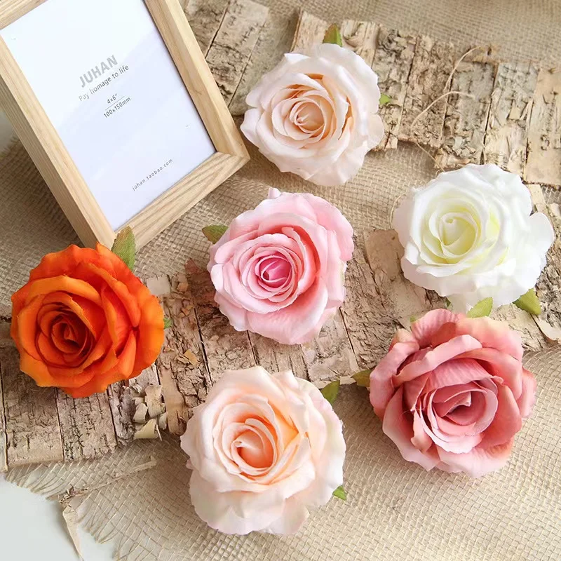 30PCS 10CM Artificial Silk Flowers Heads Champagne Flowers Bulk for Craft DIY Wedding Bouquets Centerpieces Floral Arrangements