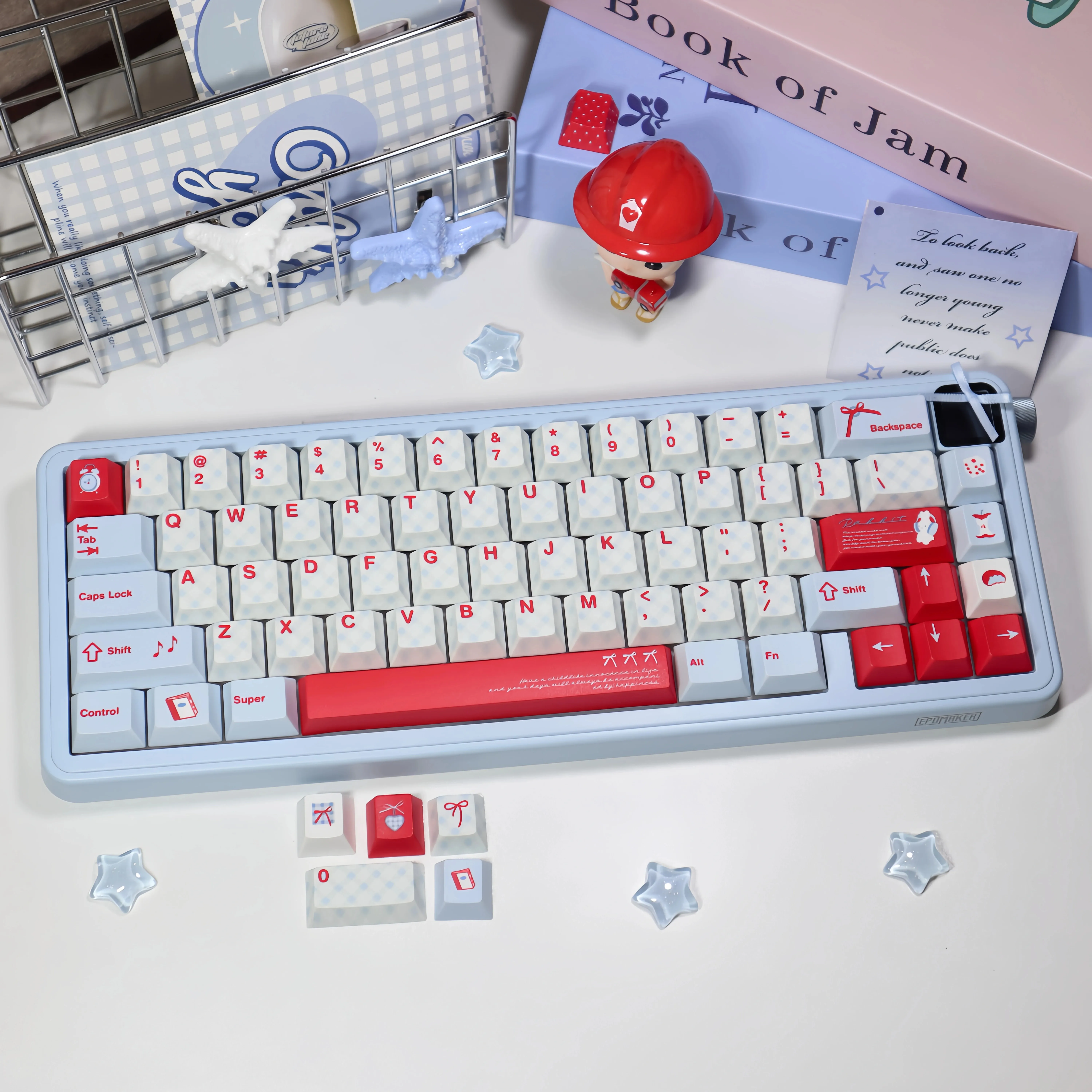 Cute Tidal Blue Theme Keycaps 141 Keys PBT Dye Cherry Profile Keycap Custom Game Keyboard Caps for Mechanical Keyboard Gift