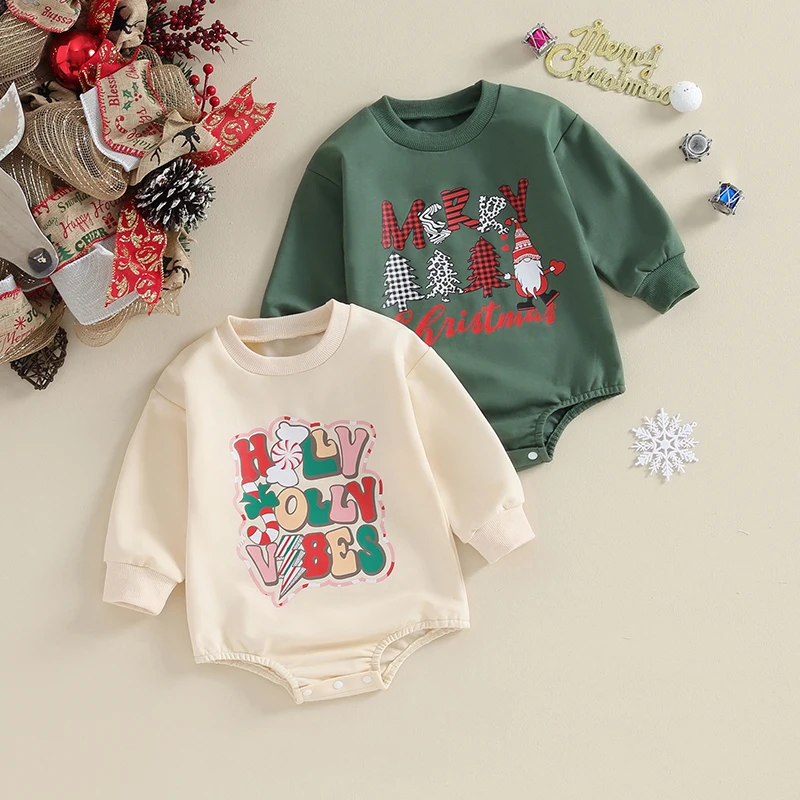 

2023-09-05 Lioraitiin 0-18M Baby Boy Girl Christmas Outfit Long Sleeve Xmas Letter Print Romper Jumpsuit Fall Winter Clothes