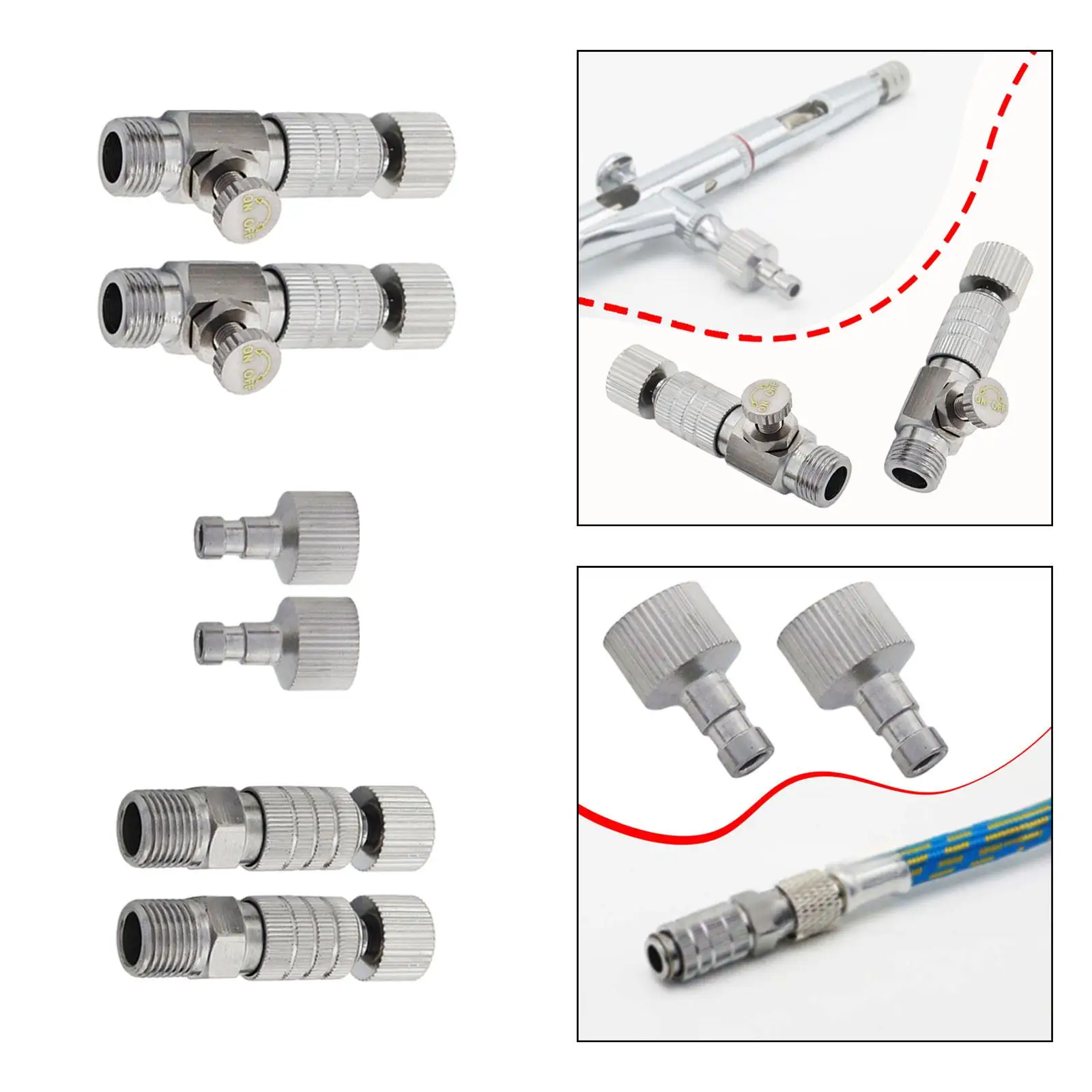 

2x Air Brush Quick Release Coupling Adapter 1/8'' Fittings Part Airbrush Adapter for Air Compressor Airbrush Sprayer Accessories