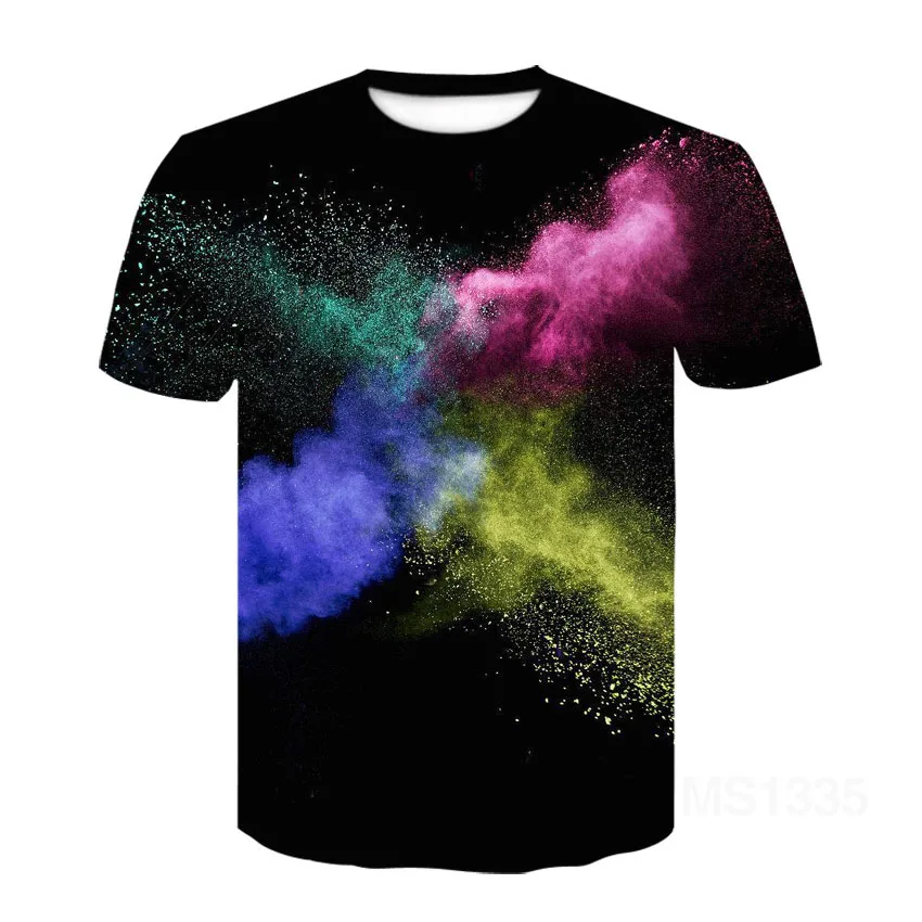 Summer Short Sleeve Men\'s T-shirt Men Fashion Casual Breathable Tee Top 3d Printing Color Graffiti Graphic T Shirts Streetwear