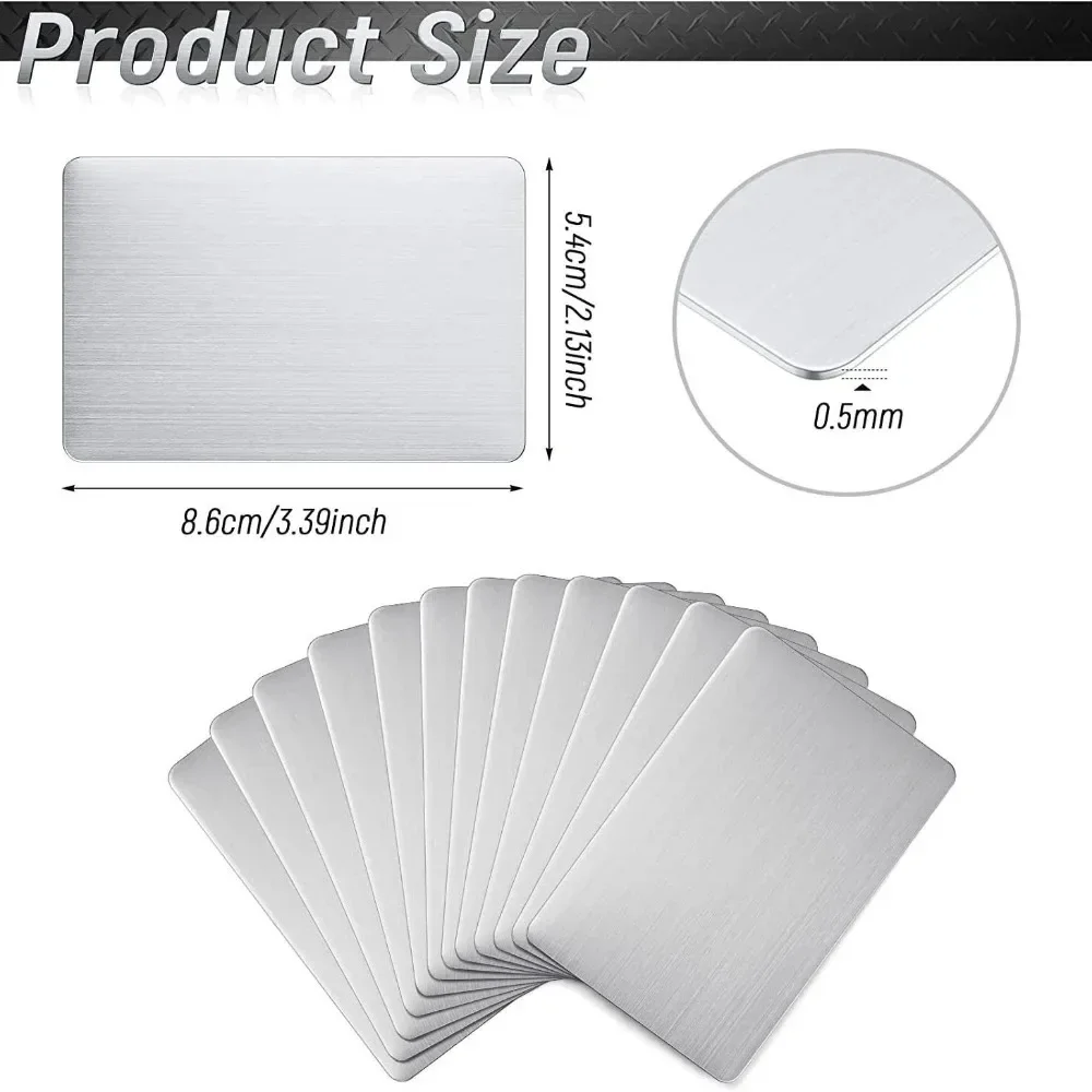 

10pcs Metal Business Ultra-thick Stainless Steel Blanks Name Cards Engraving Blanks Cards For Office Name Diy