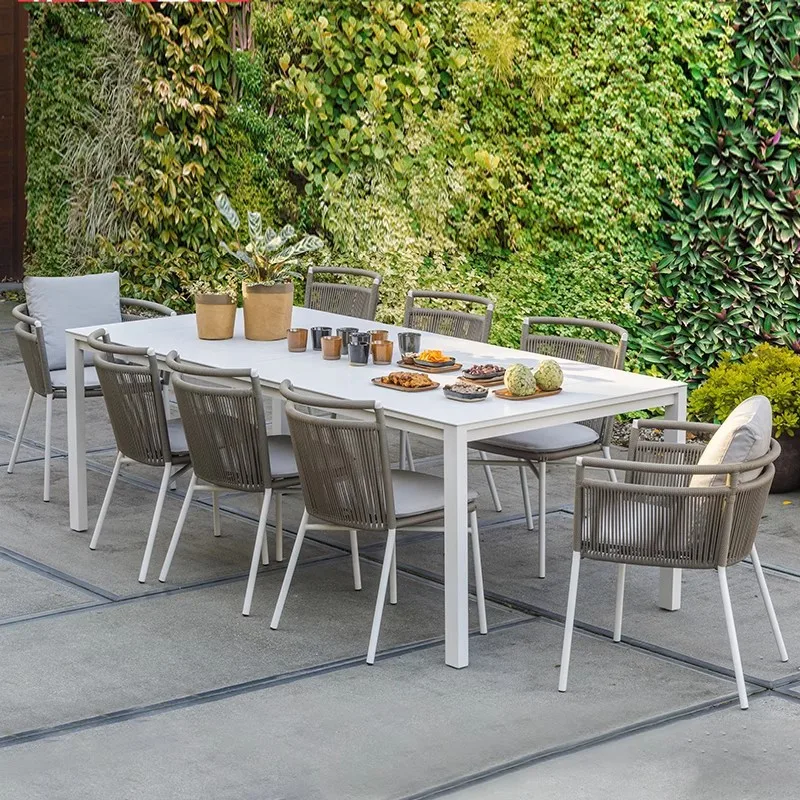 

！@Modern Durable Outdoor Dining Set for Villa Balcony Courtyard Woven Rattan Table Chairs Outdoor Garden Furniture Combo