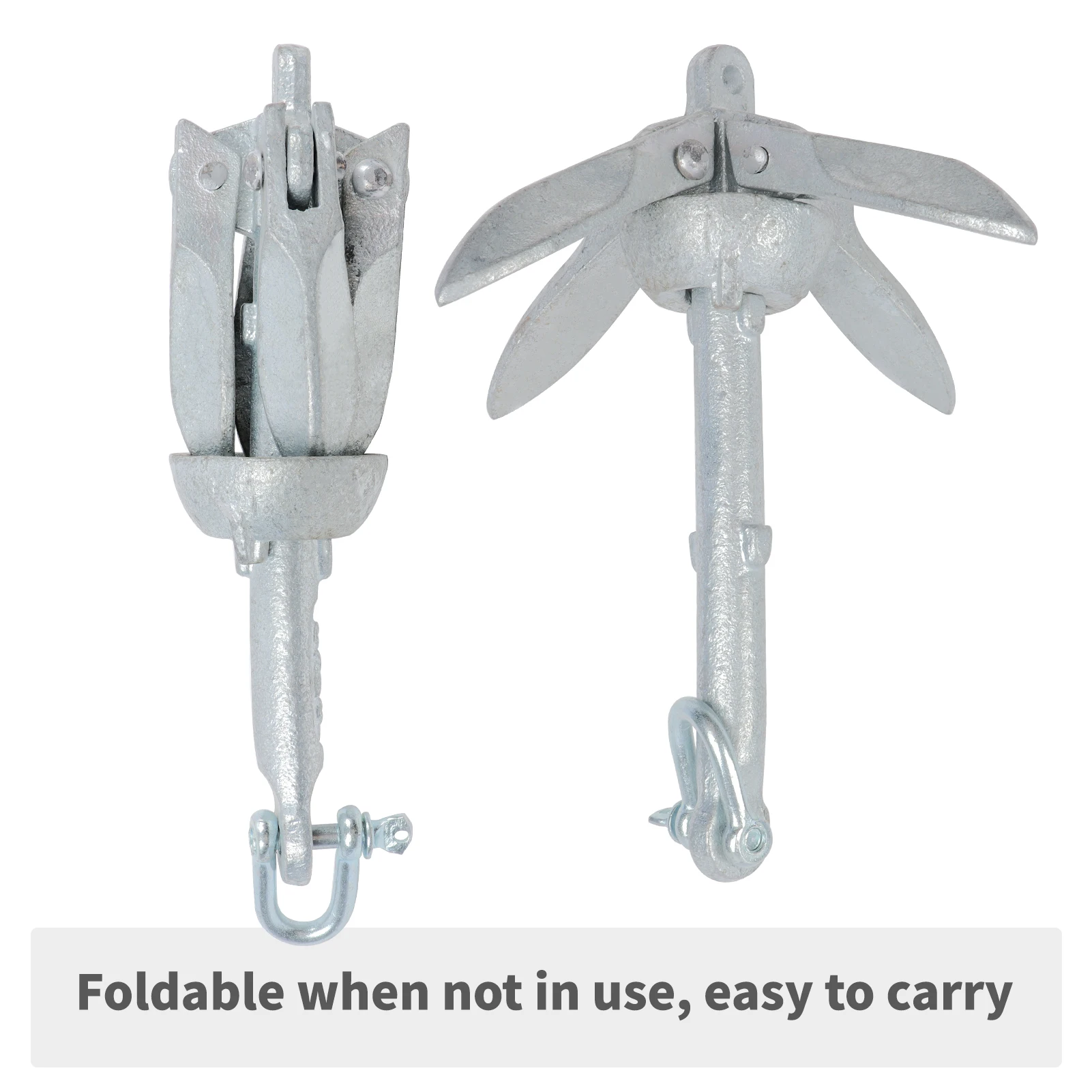 0.7kg/1.5lb Galvanized Folding Anchor with SS316 Shackle for Kayak, Canoe, SUP, Jet Ski, Inflatable & Fishing Boats