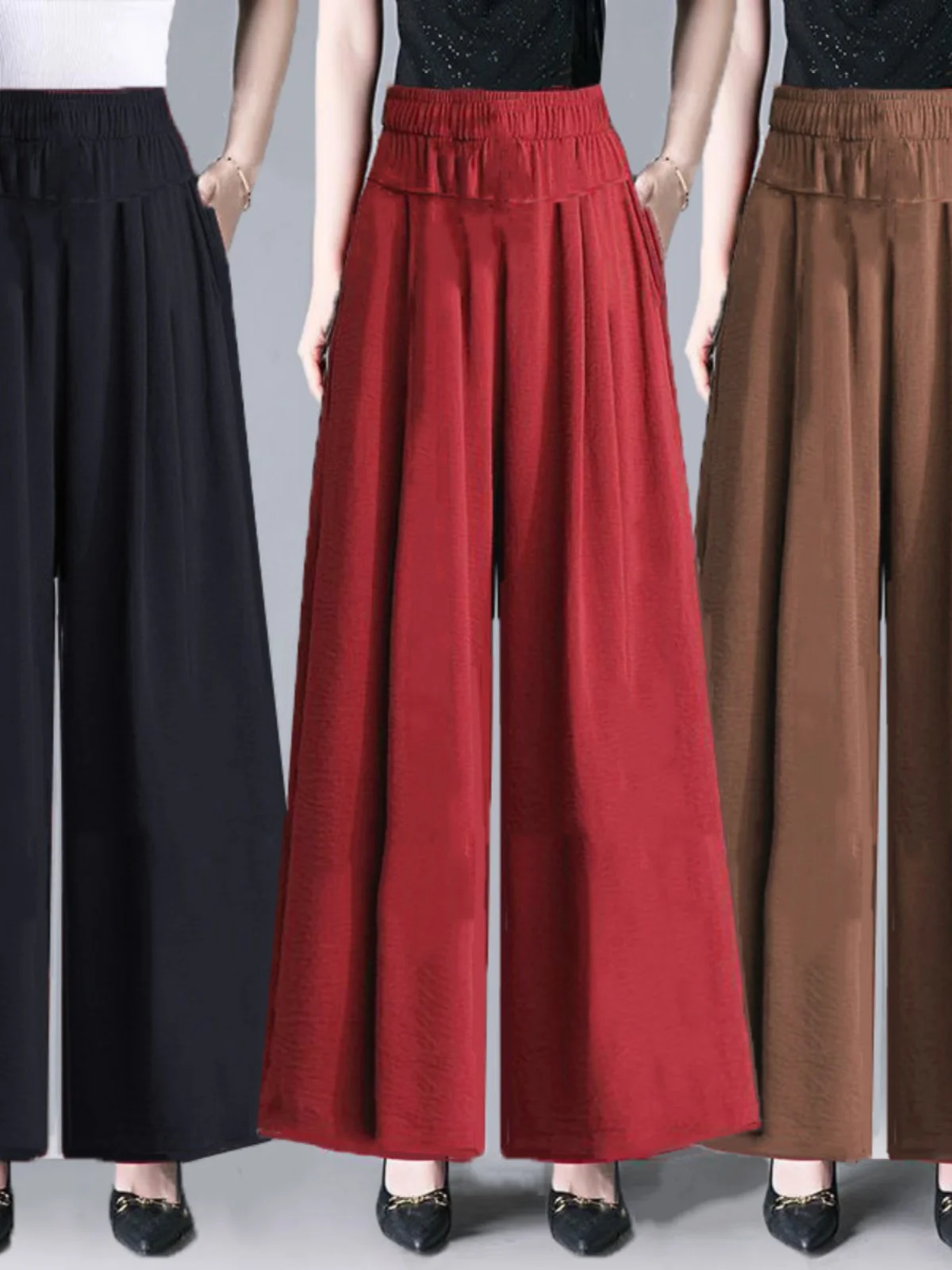 

High Waist Wide Leg Pants Skirt Pants Women's Summer New Thin Drapey Casual Loose Fit Nine Points Trousers Fashionable