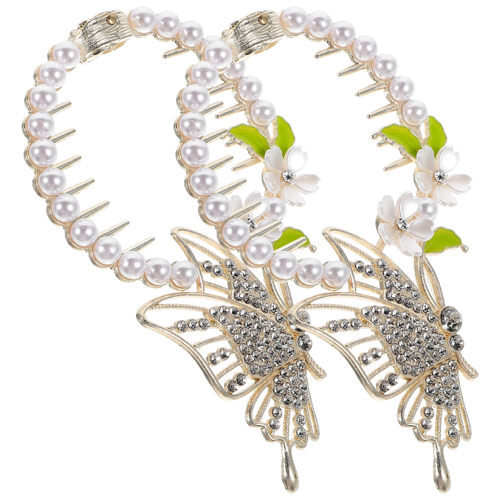 

2 Pcs Hair Clips for Girls Kids Ball Head Ponytail Holders Pretty Accessories Zinc Alloy Butterfly Flower Design Versatile Gifts