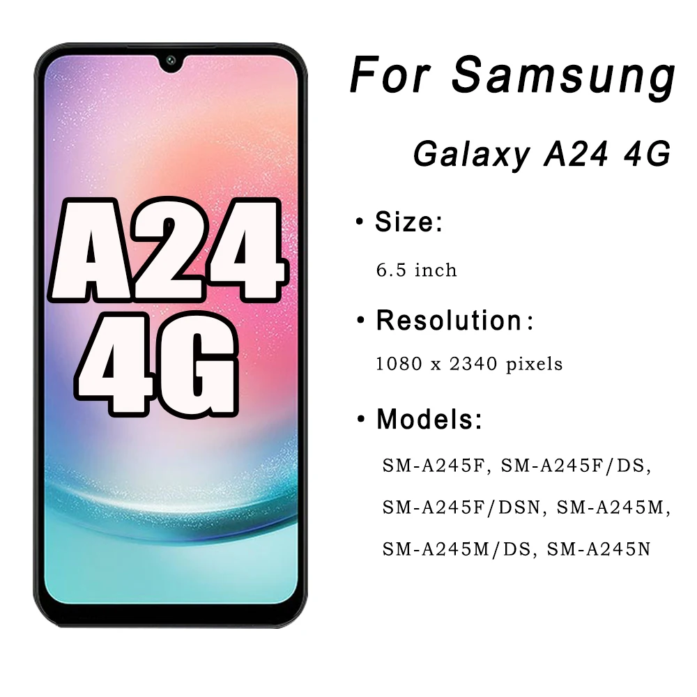 AMOLED for Samsung Galaxy A24 4G A245 LCD Display Touch Screen Digitizer Assembly for Samsung A24 A245F A245M A245N SM-A245F/DS