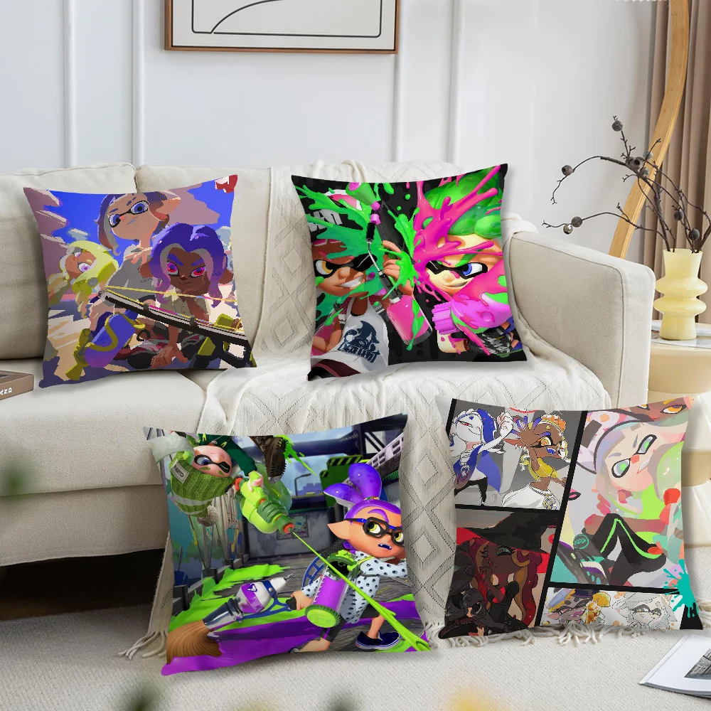 Funny S-Splatoons  Games Pillow Case Square Cushion Room Bedroom Headboard Sofa Living Backrest Car Accessories Nap Time