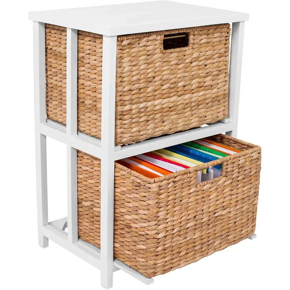 Seagrass Arquivo Cubby Cabinet, 2-Tier, Móveis de Armazenamento Vertical, Decoração do Escritório, Home Caixa Decorativa, Arquivamento Caixa, Madeira Natural