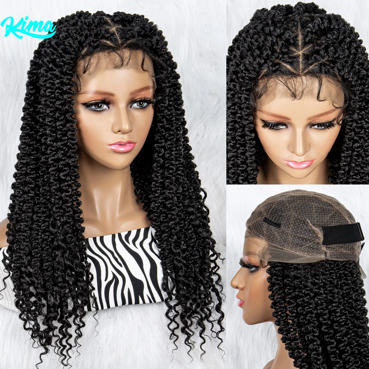 18Inch Synthetic Full Lace Braids HD Lace Front Braiding Wigs with Baby Hair Natural Lace Twisted Braided Wigs for Black Women