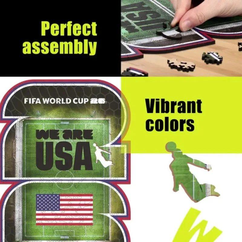 FIFA World Cup Wooden Puzzles for Adults Host Country USA Football Field Unique Shaped Sports Fans for Home Decor Festival Gifts - view 2