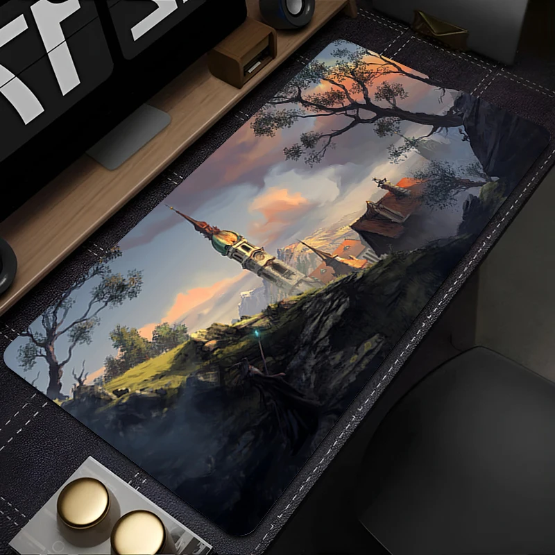 لوحة ماوس ممتدة للألعاب مع حواف مخيطة حصيرة مكتبية معالج كرتوني قاعدة غير قابلة للانزلاق لوحة مفاتيح الكمبيوتر لأجهزة الكمبيوتر المحمول #4