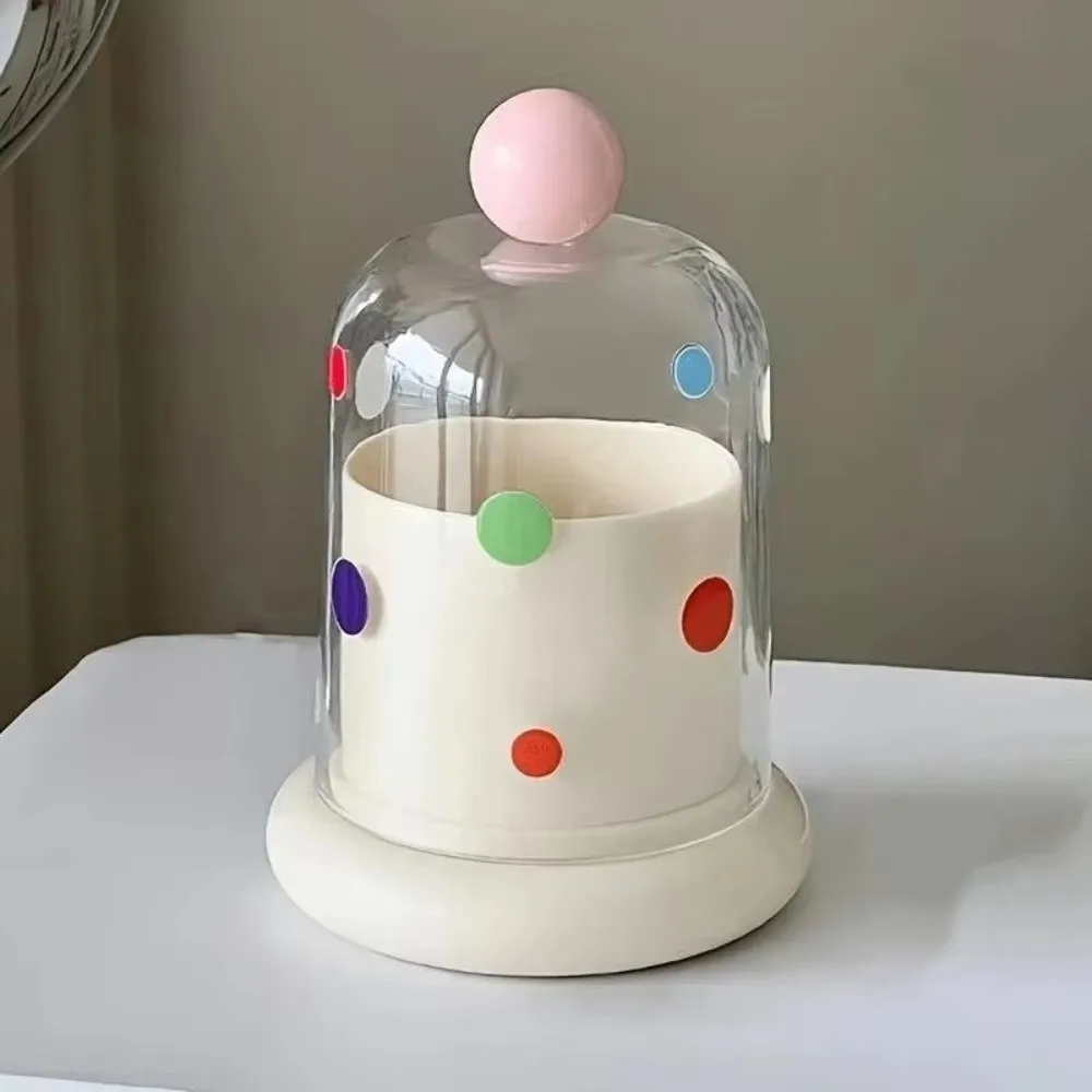 Polka Dot Toothpick Holder Food Grade PP Plastic Dustproof Decorative Storage Box Contrast Color Transparent Cover