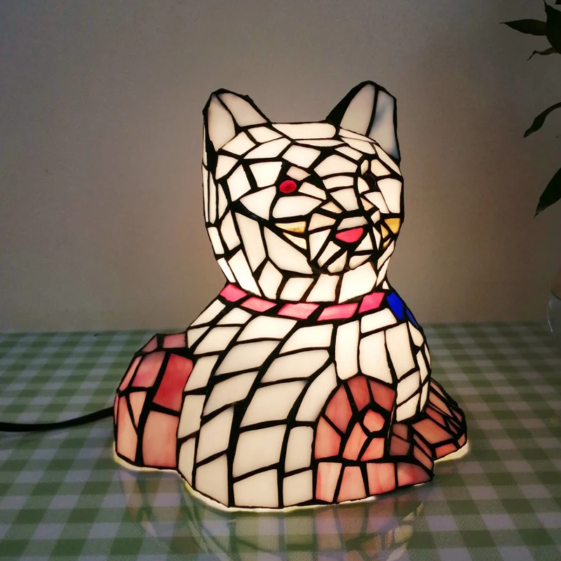 

Tiffany Stained Glass Animal Table Lamp for Bedroom Nordic Children's Room Desk Lamps Bedside Living Room Decor Light Fixtures