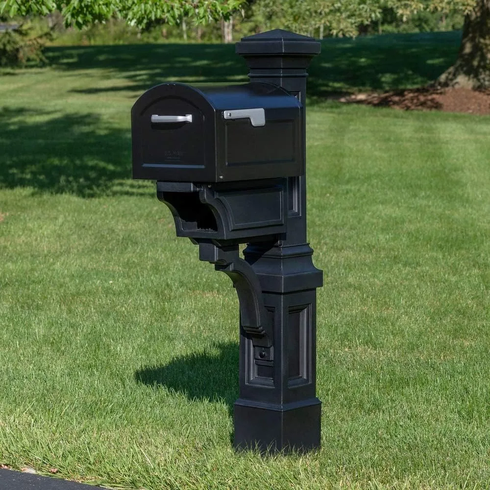 بريد أثرتون، صندوق بريد غير متضمن، مقاوم للطقس، عمود صندوق بريد كبير خارجي، مصنوع من بلاستيك متين، سهل الاستخدام