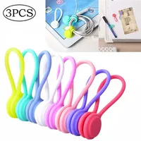 3pcs Silicone Cable Organizer Magnetic Cable Winder Cord Earphone Storage Holder Clips Winder for Earphone Earplugs Data Cable