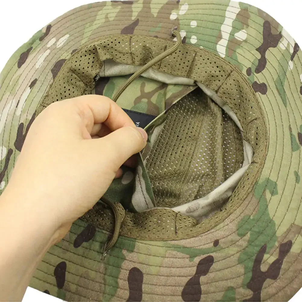 Camo Outdoor Enthusiasts Square Pocket Bonnie Cap Outdoor Bucket Benny Hats Multicam Fishing Hiking Outdoor Sun Caps