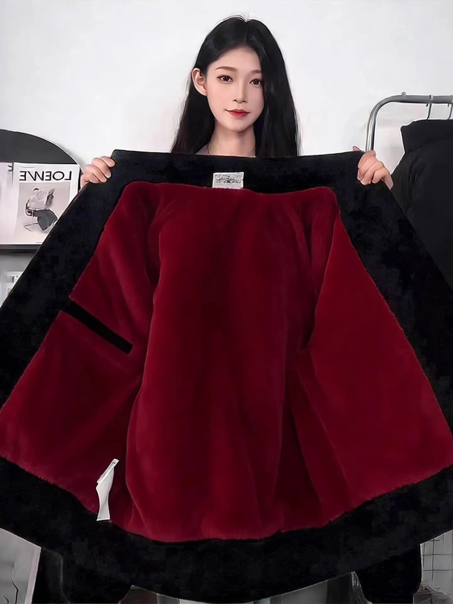 

Thiened PU Leather Inner ort Cotton Jaet for Men And Women Warm Winter Coat ort Dyed-In-The-Weave Leather Jaet