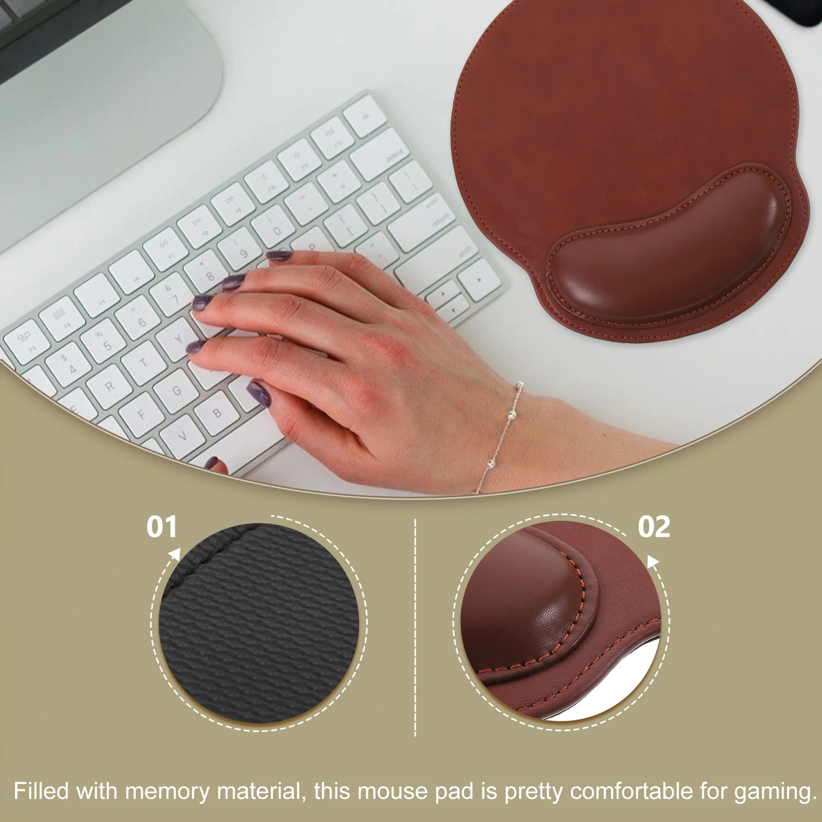 

Computer Mouse Pad Wrist Cushion for Gaming with Rest Wrister Mousepad Cute Mat Brown Ergonomic Office