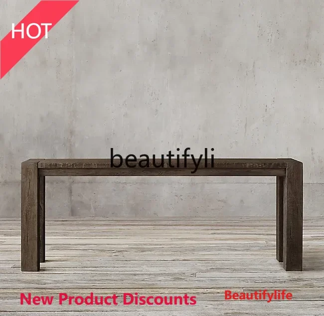 

X188 American Country Retro Solid Wood Entryway Table Modern Simple Hallway Entryway Console Wabi-Sabi Style Back Table LT