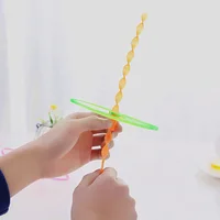 20set/bag Colorful Bamboo Dragonfly Plastic Hand Push Flying Toys 1