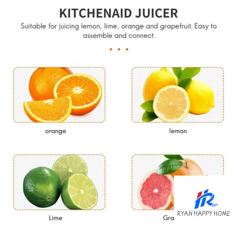 

Juice Attachment Parts For Kitchenaid 4.5QT/5QT Mixers Citrus Juicer Stand Mixer Attachment Reamer Dishwasher Safe