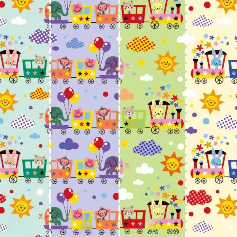 Small Train Animal Printed Fabric Korean Version Cartoon Cotton 40 Thread Anti Mosquito Pants Children's Bag Fabric