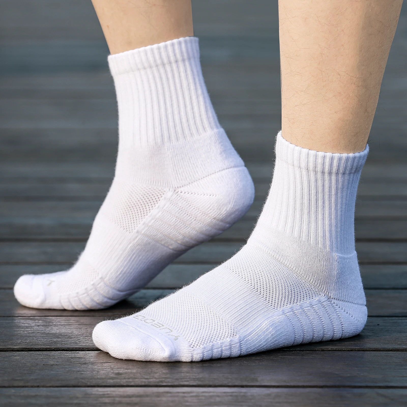 YUEDGE-Calcetines de algodón con cojín para hombre, calcetín DE TRABAJO deportivo, atlético, absorbente de humedad, 5 par/paquete