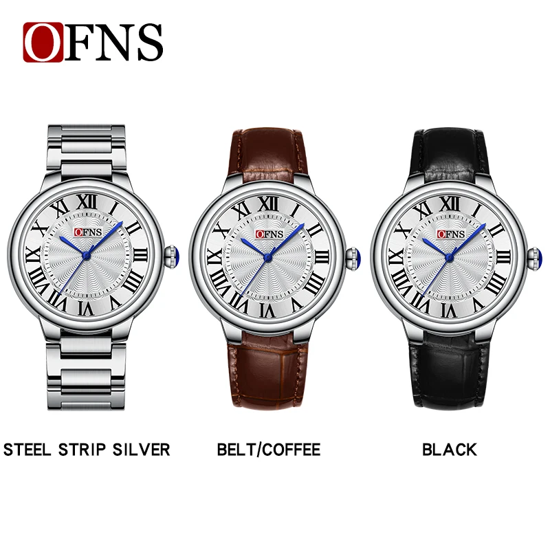 OFNS Top Brand Business Classics Men\'s Quartz Watch Roman Scale Dial Waterproof Stainless steel Male Quartz Wristwatch Relojes