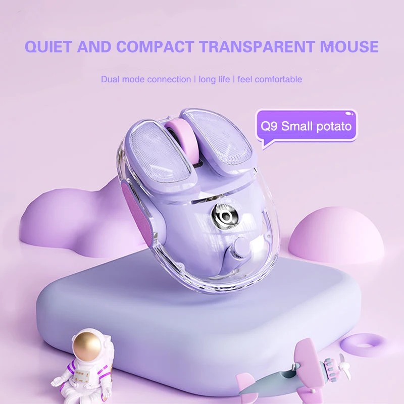 

Portable Wireless Bluetooth Dual Mode Mute Mouse Girl Cute Mixed Light Study Office Mouse Esports Gaming Charging Mouse