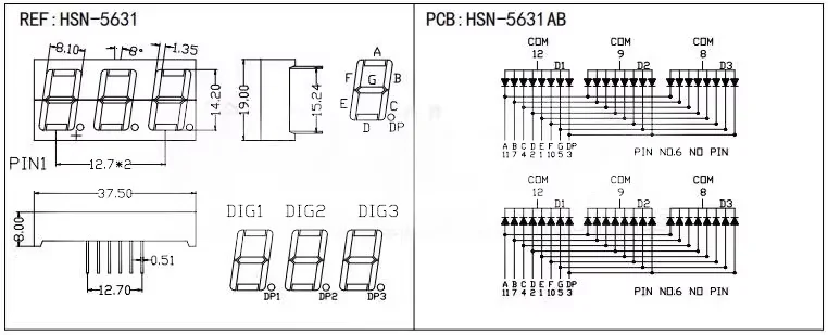 5 Stück Digitalröhren-Display 0,28 0,36 0,4 0,56 Zoll LED 7-Segment Gemeinsame Anode/Kathode 1 2 3 4 Bit Rot Blau Weiß Grün Gelb – Detail 12