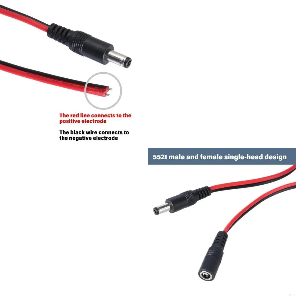 

E1PF DC5521 Cord with 5521 Plug 18AWG Open End DC5.5x2.1mm Connector Line for Cameras, Routers, Monitoring Equipment
