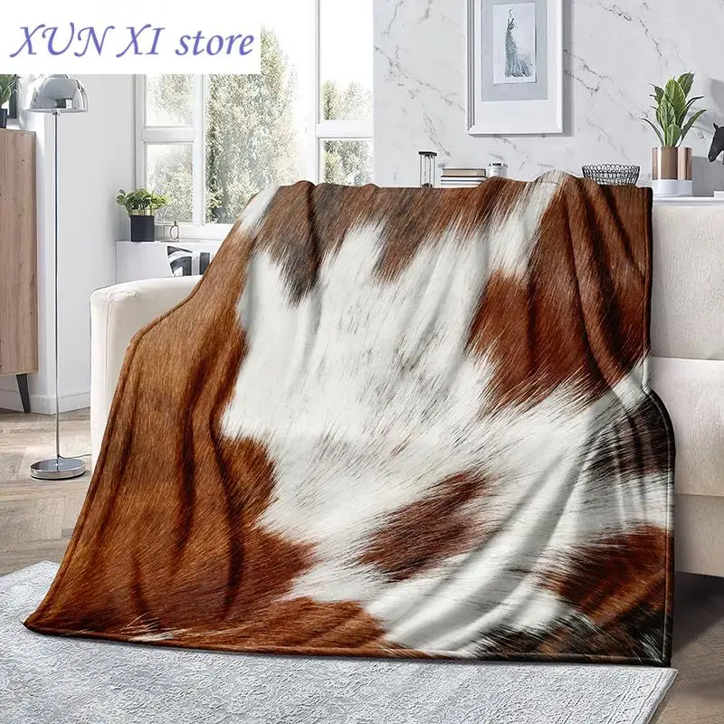 2023 1pc Brown Cow Print Blanket, Fleece Super Soft Bed Blanket For Boys And Girls, Fuzzy Throw Blanket, Home Decor