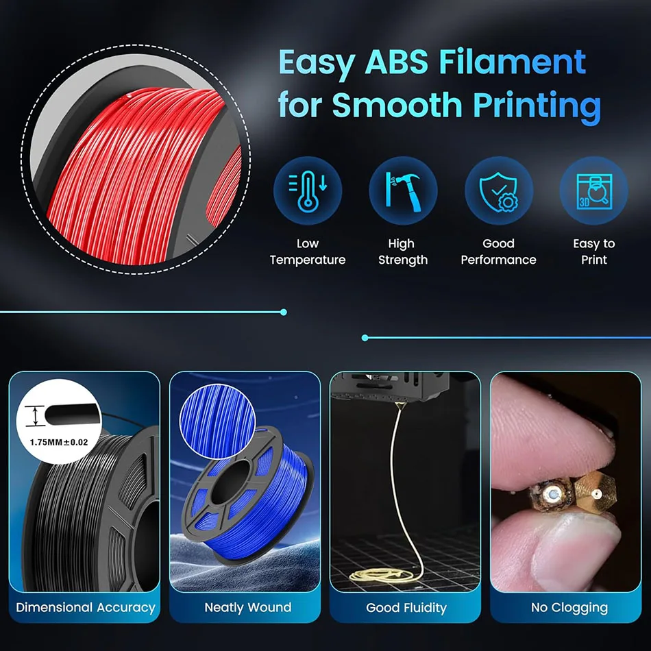 JAYO ASA / ABS Filament 1.75mm 1KG/Roll Low Temteratue Easy ABS 3D Printer Filament High Toughness 3D Printer Filament
