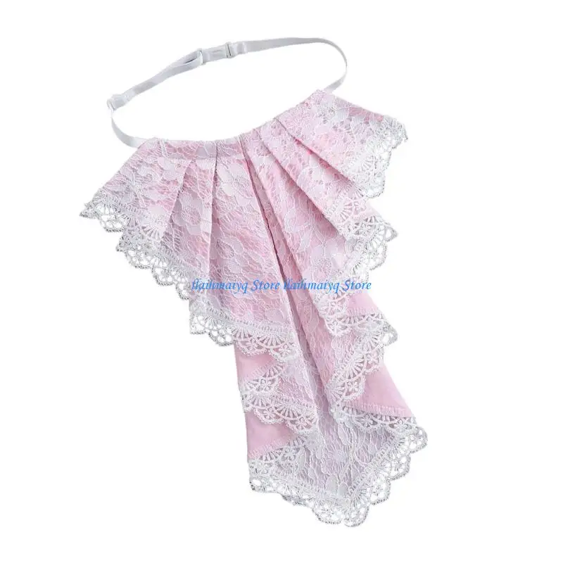 573B المستعمرة ذوي الياقات الزخرفية الأنيقة الدانتيل الدانتيل تصميم الطبقات Jabot فو فو فو