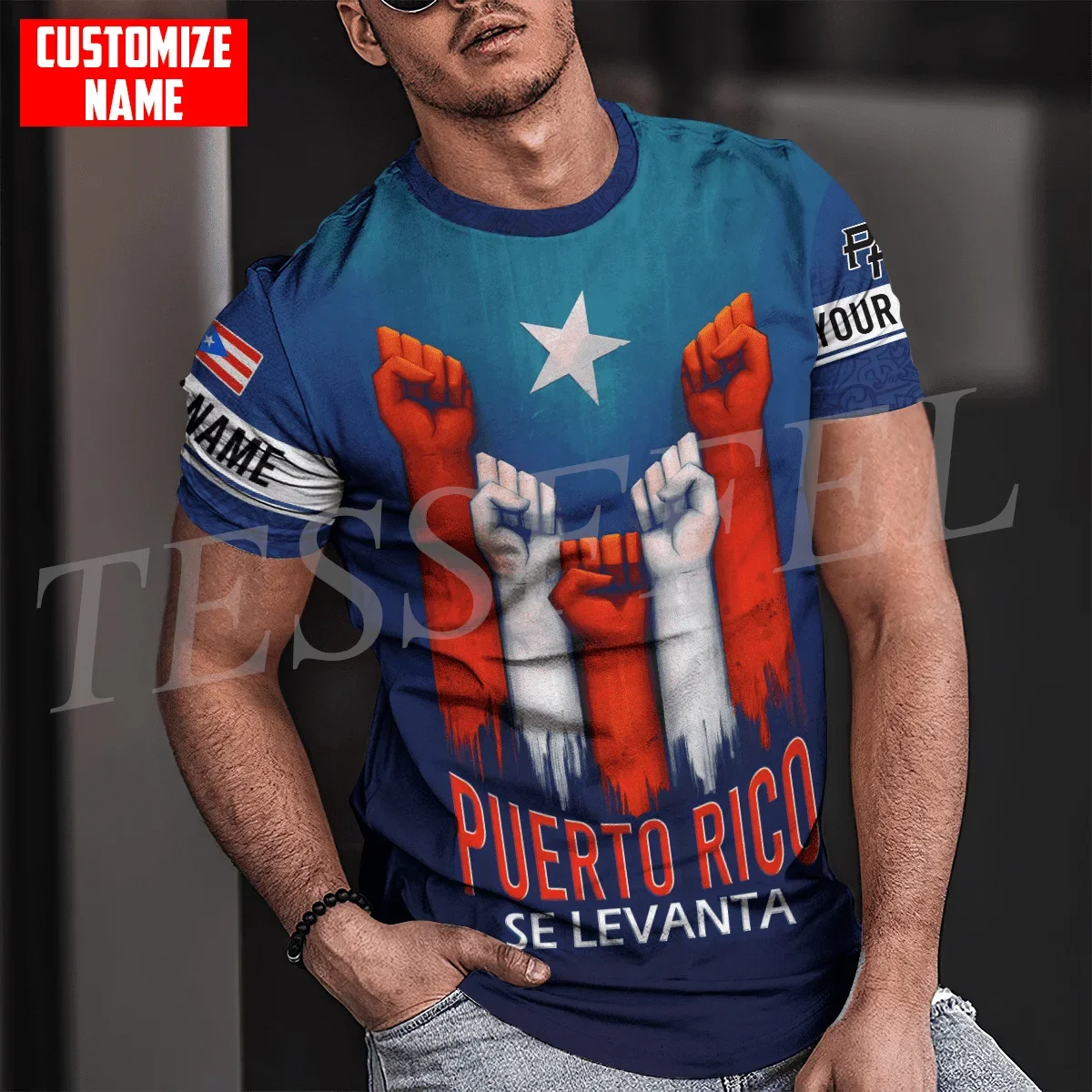 Custom Name Country Puerto Rico Boricua Taino Caribbean Sea Tattoo 3DPrint Summer Casual Short Sleeves T-Shirts Streetwear X2