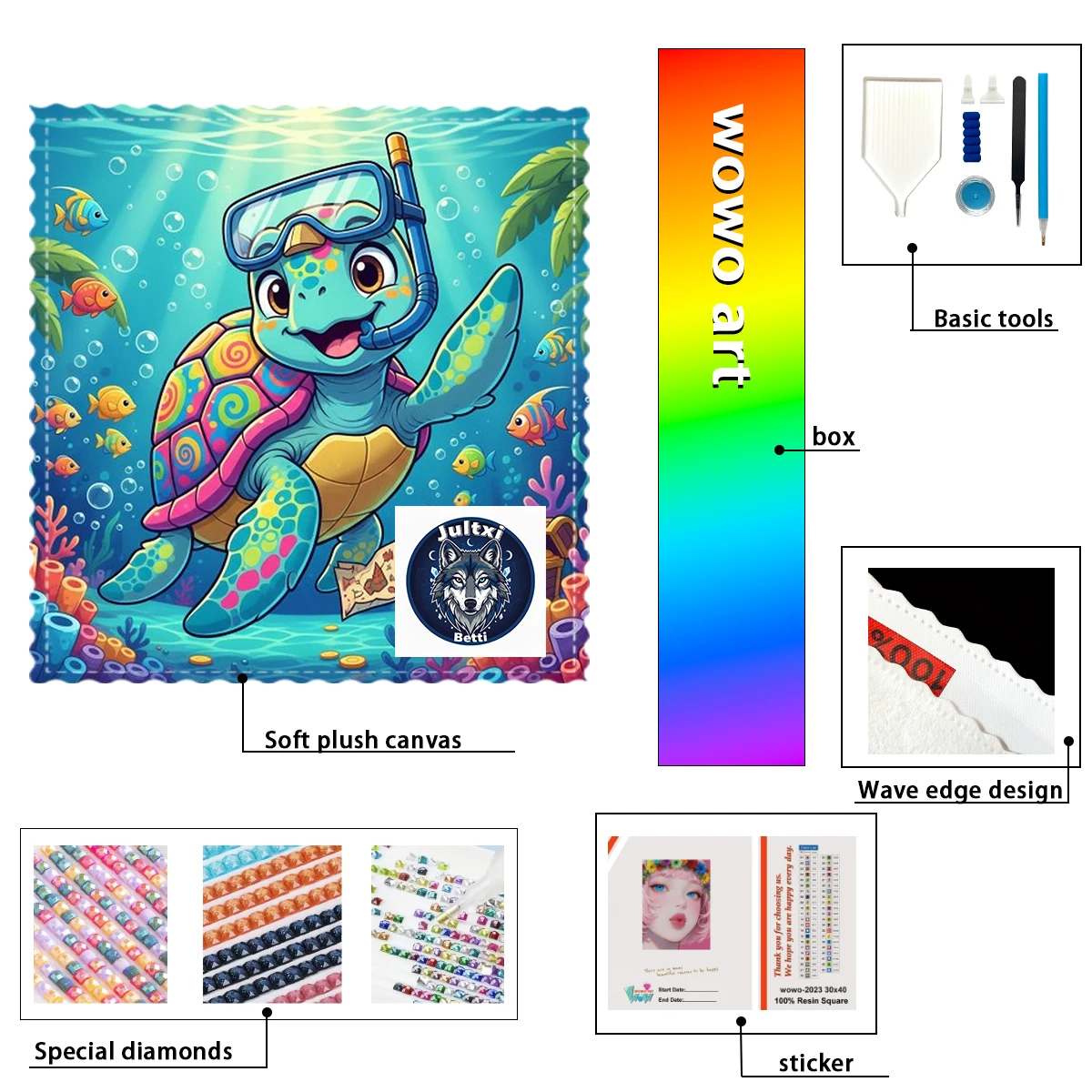 

【Betti_ Diamond Art】Tortuga exploradora Crystal AB Rhinestone FD Rhinestone Perfect Resin Diamond