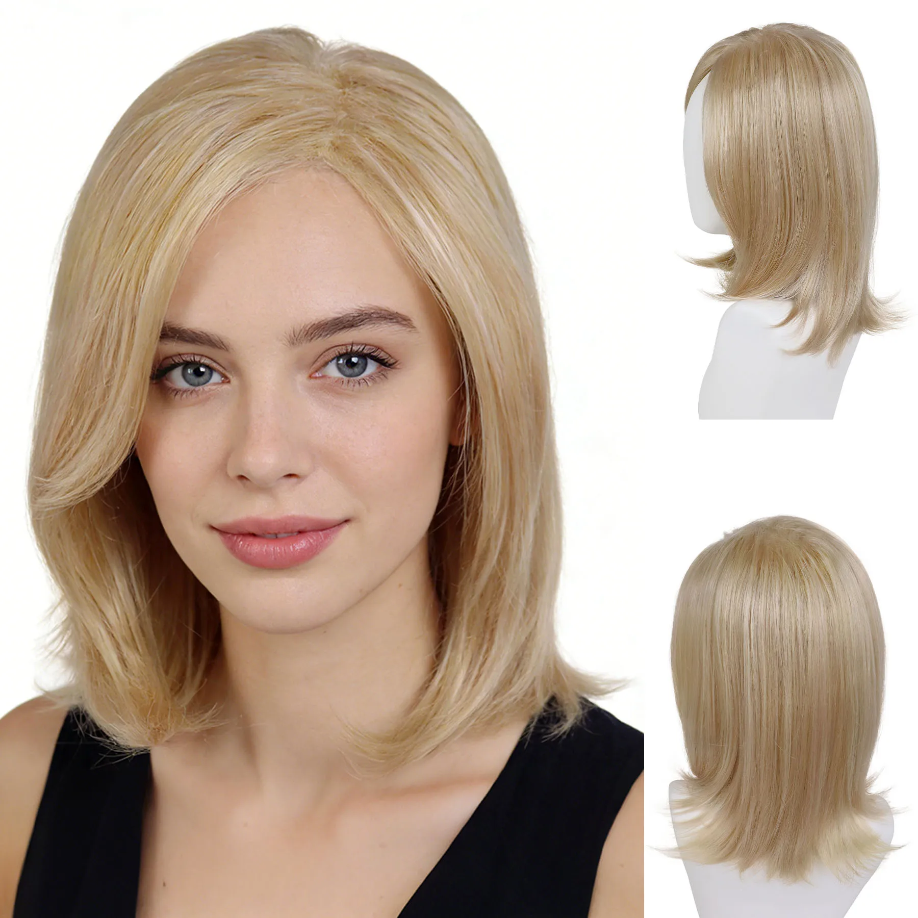 

Синтетический короткий светлый парик для женщин, прямой парик-каре с боковой челкой для девочек, для повседневной носки, вечеринок, костюмов, мягкий парик для мам, термостойкий