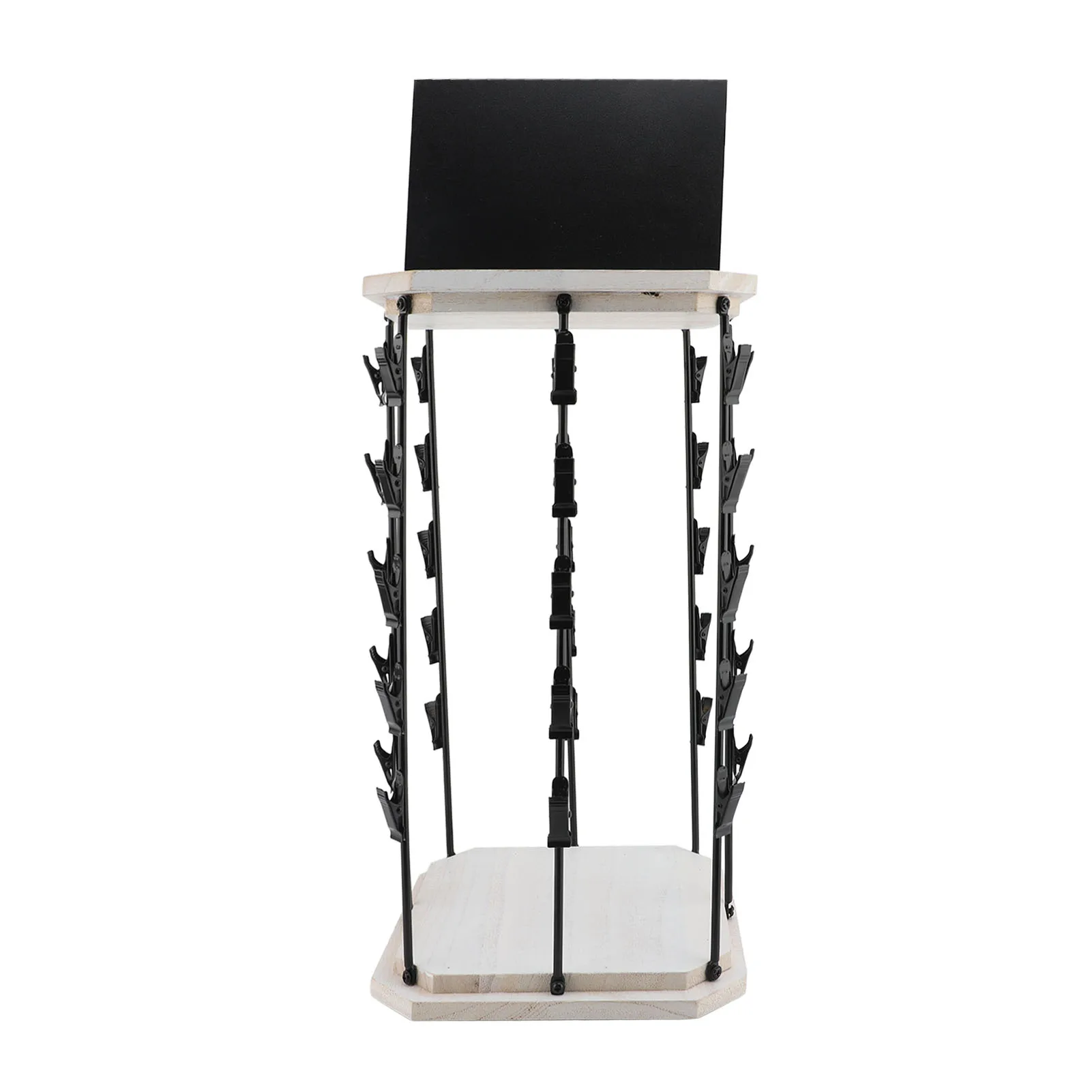 

Chip Rack with Top Writing Pad Creative 360° Rotating 5 Tiers 40 Clips Wood Chip Display Stand For Snack Candy Chocolates Decor
